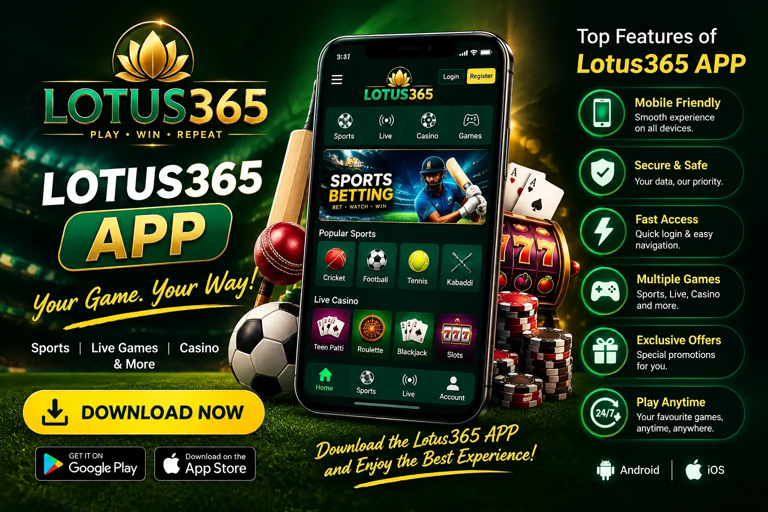 Lotus365 APP for mobile sports and entertainment access